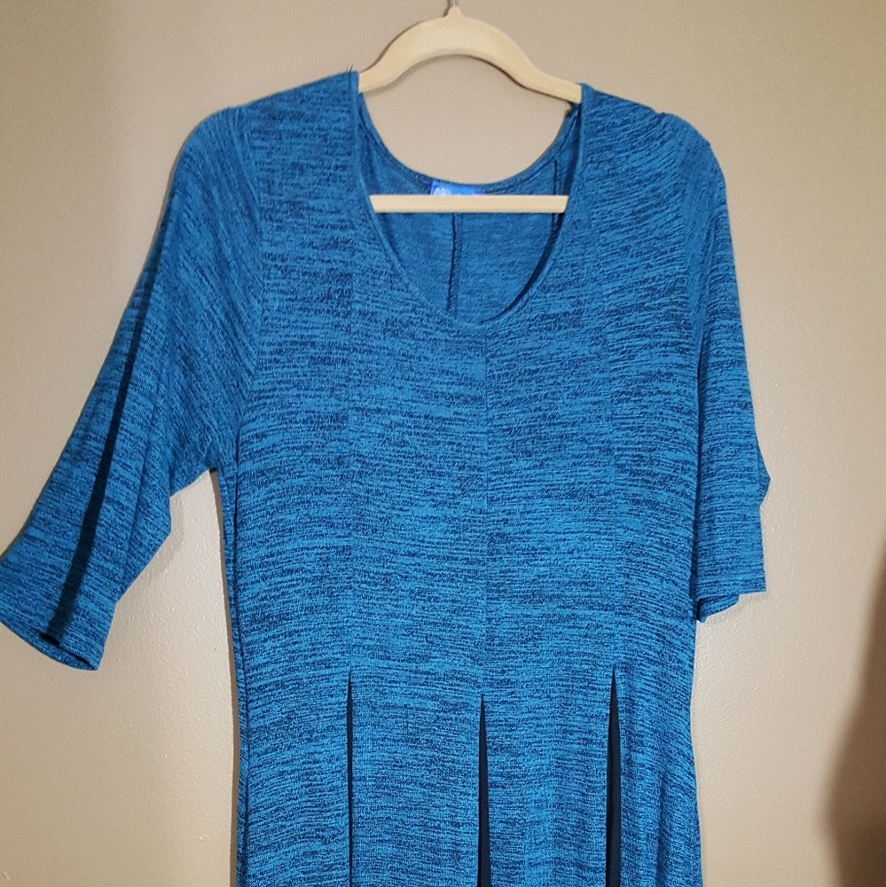 Teal and black sweater dress